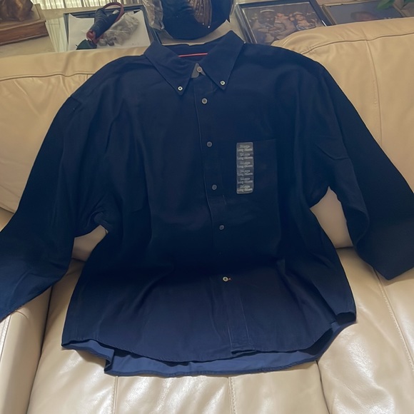ST.JOHN’S BAY DARK BLUE BUTTON DOWN LONG SLEEVE DRESS SHIRT XL - Picture 8 of 8